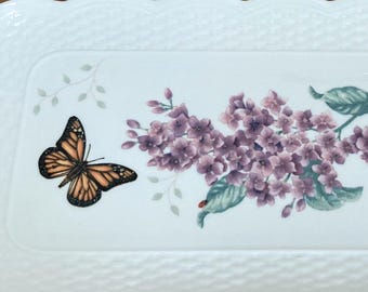 LENOX Butterfly Meadow Basket By Louise De Luyer Rectangle Serving TRAY  NICE!