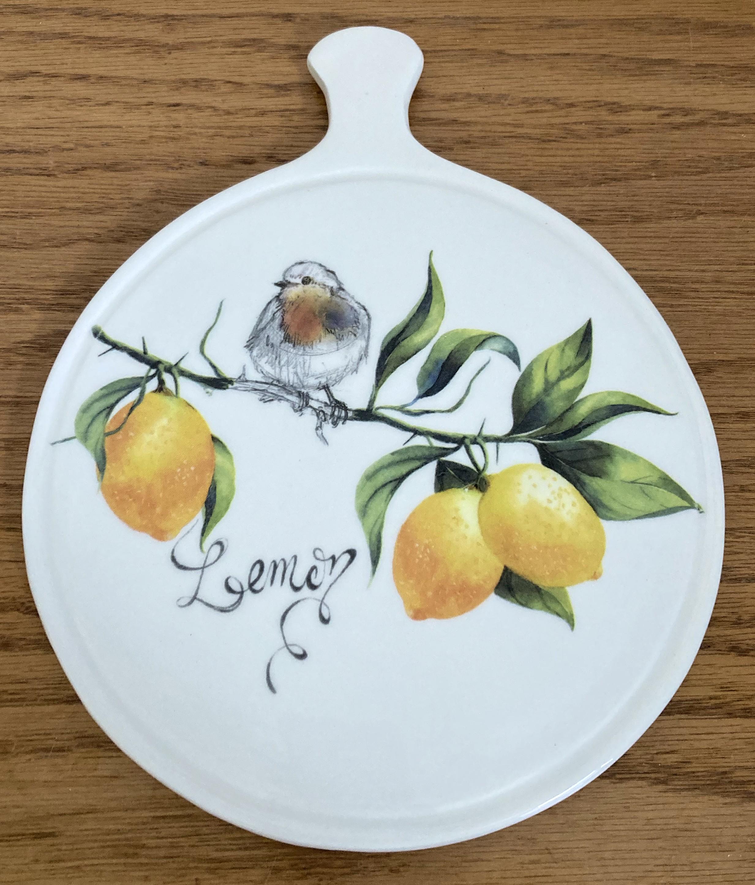 CERAMICA Made in Italy Sottopentola in ceramica con manico a forma di limone BELLISSIMO!