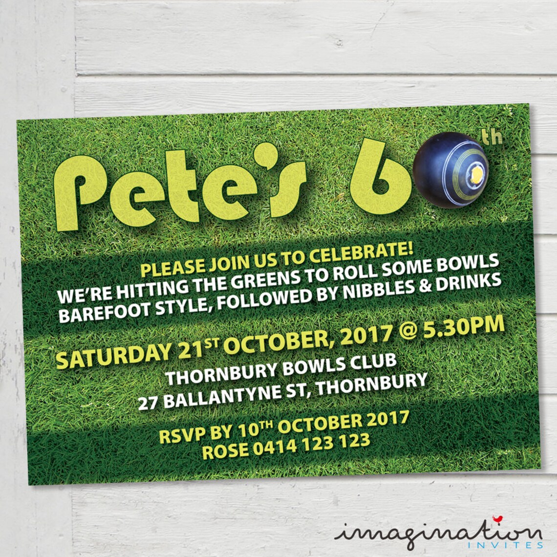 Lawn Bowls Invitation Birthday Party Invite 21st 30th 40th Etsy