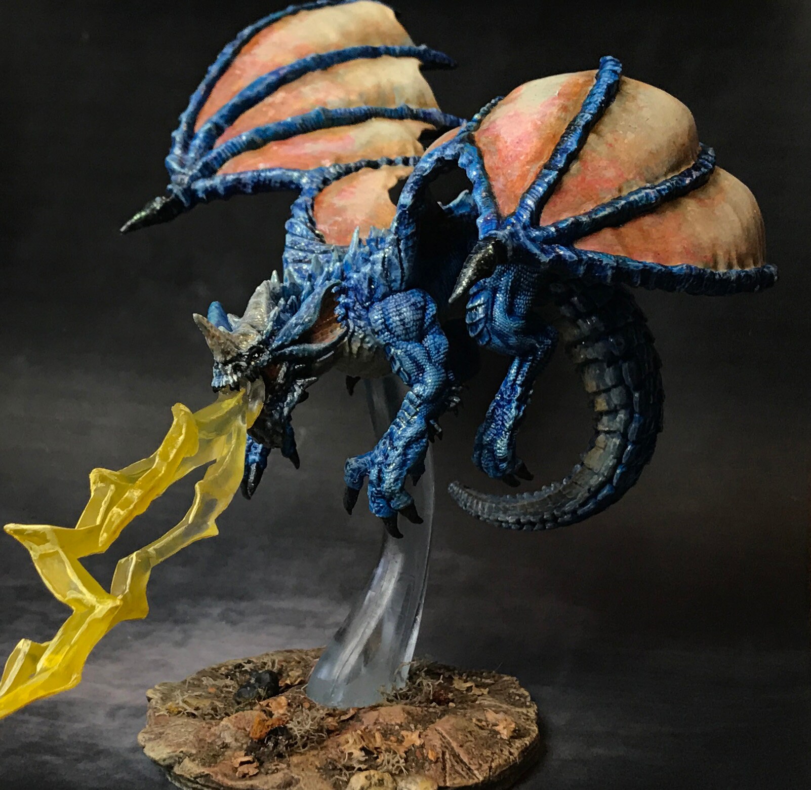 Young Blue Dragon Hand Painted, Dragon Figurine dnd Miniature, Rpg Accessories, Painted