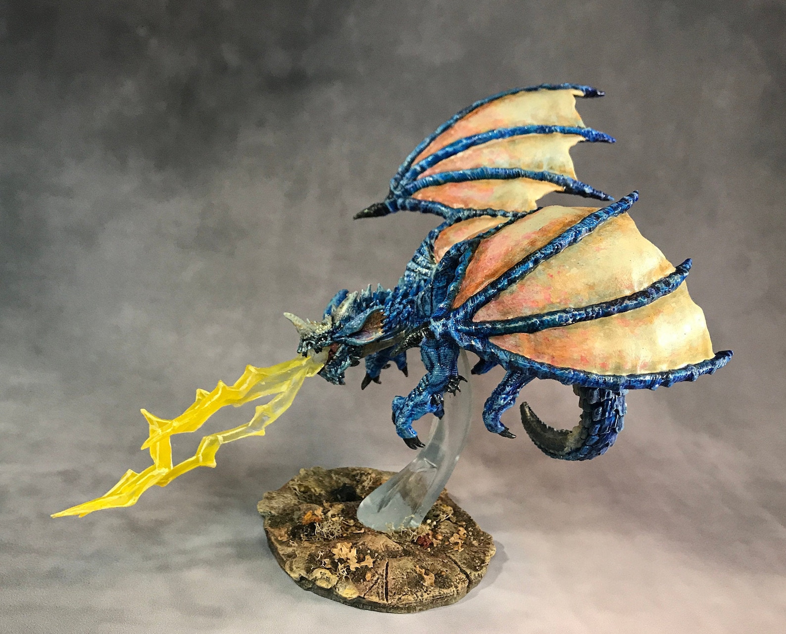 Young Blue Dragon Hand Painted, Dragon Figurine dnd Miniature, Rpg