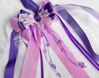 Bow school cone, personalized bow sugar cone school enrollment, handmade bow pink-purple-lilac