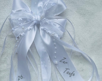 Personalisierte Schleife, Geschenkschleife, Schleife für Geschenk, Taufe, Hochzeit, Taufe, Schultüte