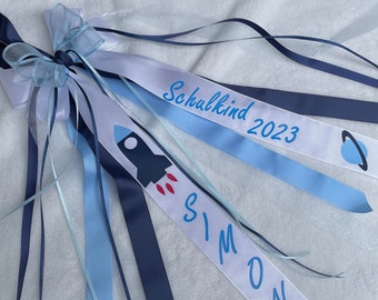 Blue personalized bow, personalized bow, school bag, sugar bag, school enrollment, gift bow