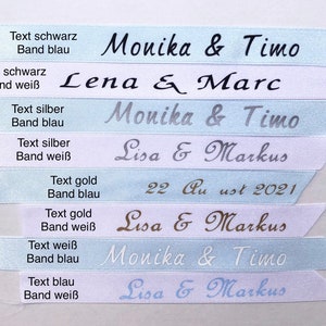 Strumpfband personalisiert, Etwas blaues, Organza weiß blau, Junggesellinnen Trauung, Hochzeitsaccessoires, bedruckt Namen Datum, Geschenk Bild 5