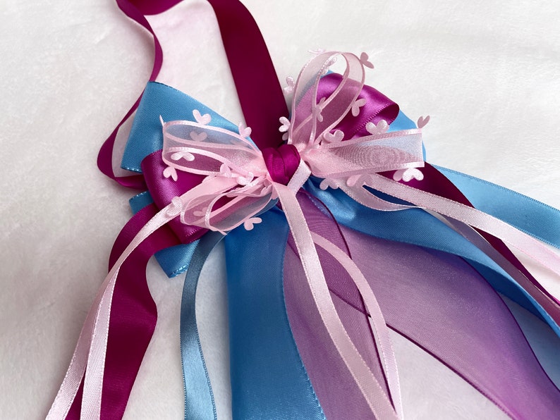 Schleife Schultüte, personalisierte Schleife Zuckertüte Einschulung, handgefertigte Schleife blau magenta rosa Bild 3