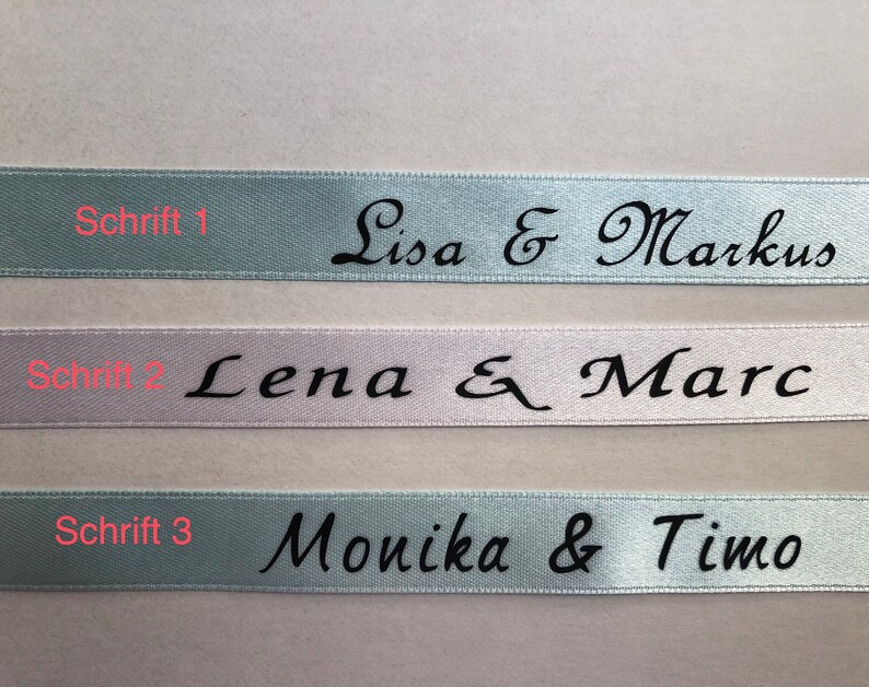 Strumpfband personalisiert, Etwas blaues, Organza weiß blau, Junggesellinnen Trauung, Hochzeitsaccessoires, bedruckt Namen Datum, Geschenk Bild 4