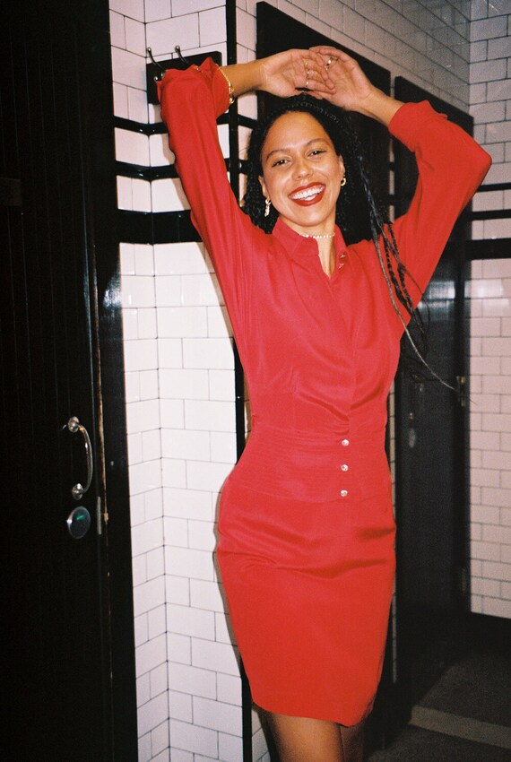 Vintage Red Button Up Dress
