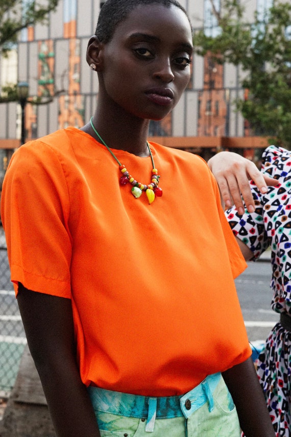 Orange Silk Blouse