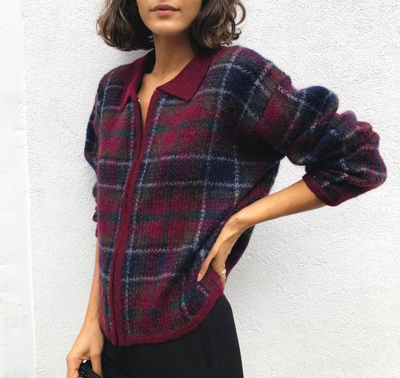 Vintage Plaid Mohair Sweater