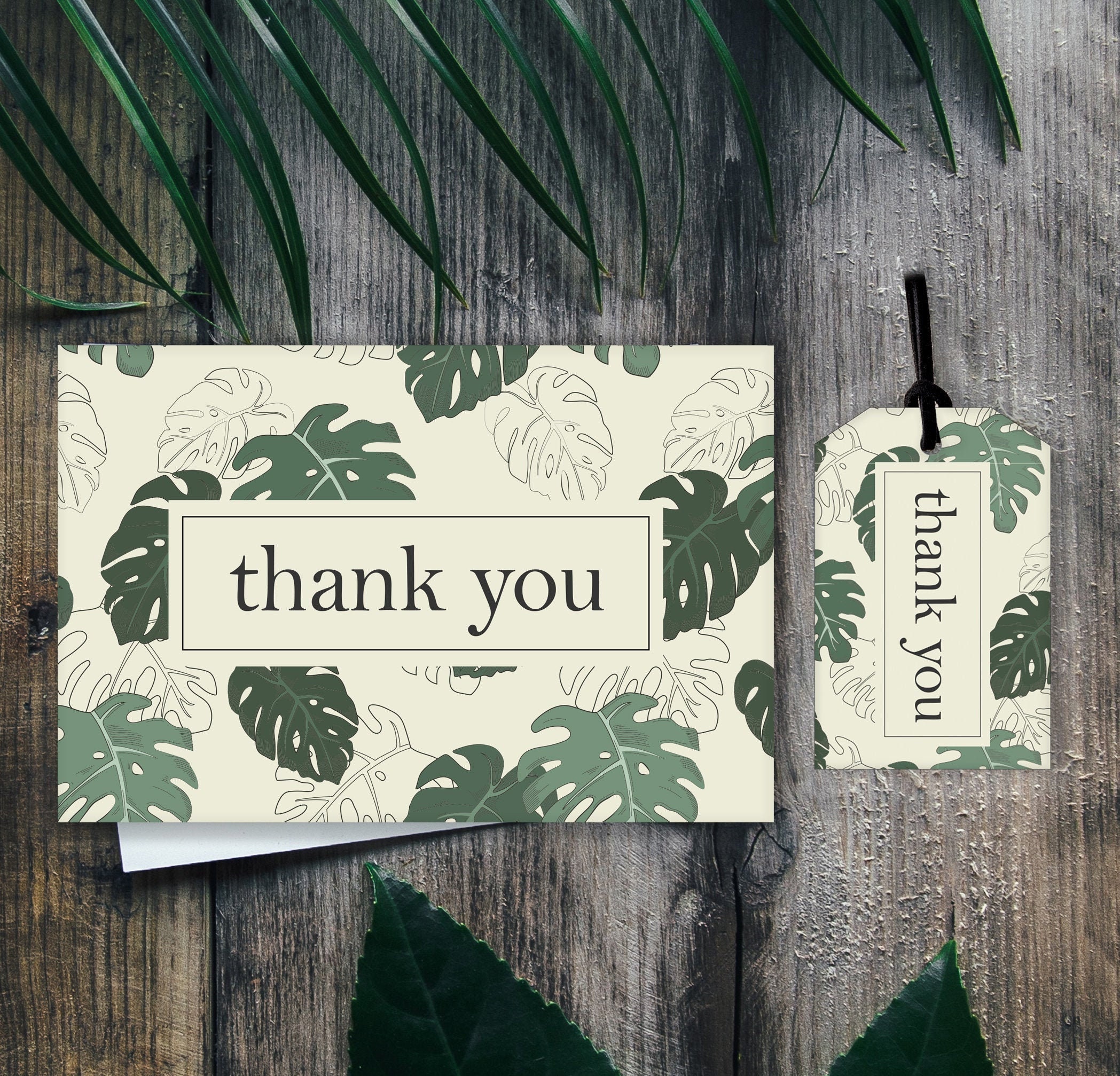 thank you tag and card kit printable pdf greenery tags gift etsy