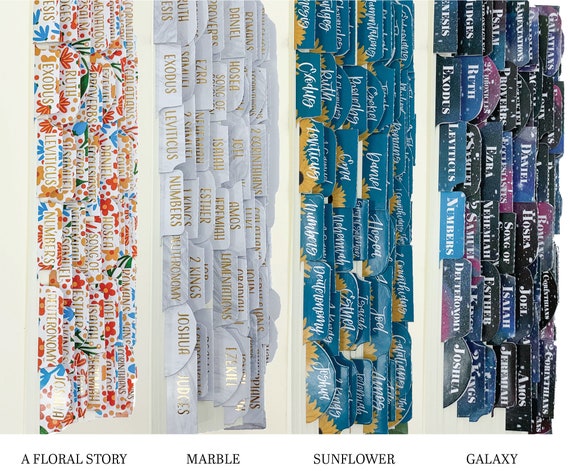 Peel and Stick Bible Tabs (Floral, Marble, & Galaxy) by Bibles and Coffee