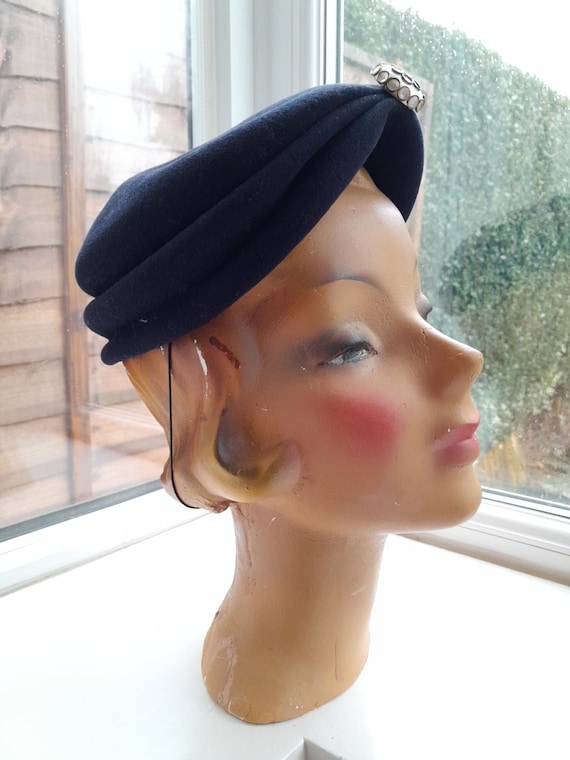 1940s/1950s Blue Felt Hat **Will Ship Worldwide. … - image 5