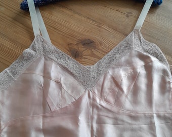 1940s Pink Satin Slip **Will Ship Worldwide. Please ask for shipping quote**