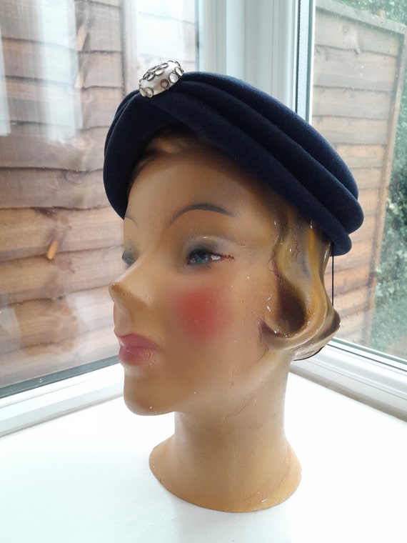 1940s/1950s Blue Felt Hat **Will Ship Worldwide. … - image 6