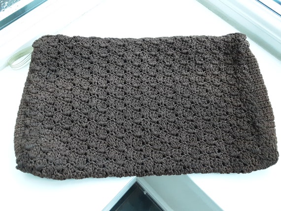 1940s Large Brown Corde Clutch Bag **Will ship wo… - image 8
