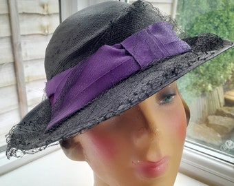 1930s/1940s Black Straw Hat