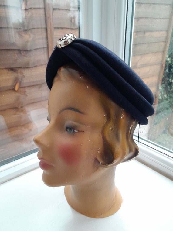 1940s/1950s Blue Felt Hat **Will Ship Worldwide. … - image 1