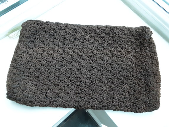 1940s Large Brown Corde Clutch Bag **Will ship wo… - image 5