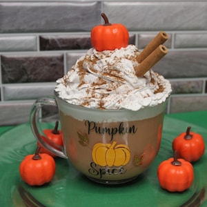 Pumpkin Spice Latte, Fake fall mugs/decor/gift, Farmhouse, Pumpkin Spice Faux Whipped Topping Mug Topper,