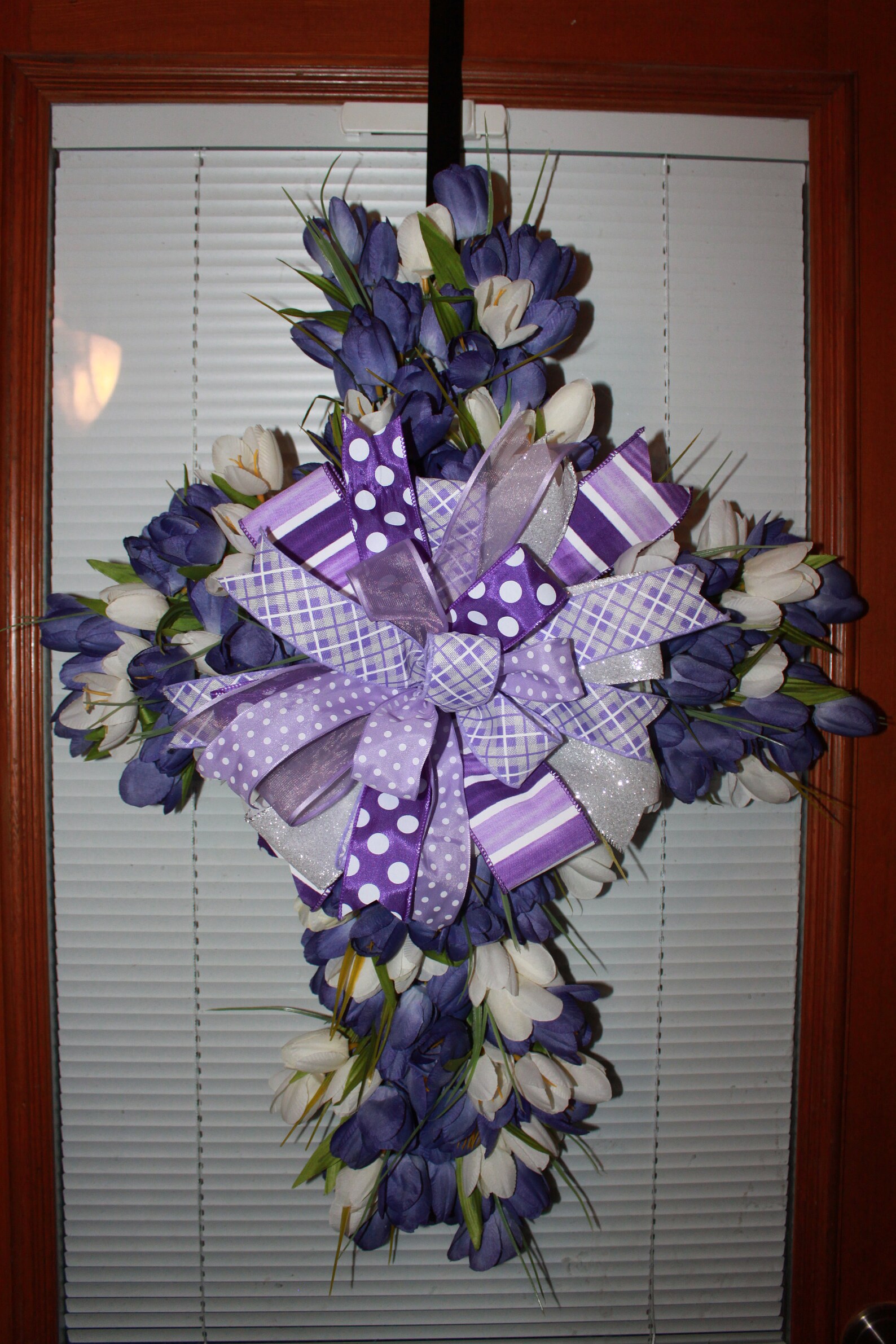 Tulip Cross Funeral Arrangement Flower Cross Summer Wreath Etsy