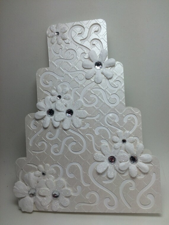 Items similar to Handmade DieCut Wedding Card, Wedding Cake Card on Etsy