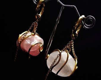 PETRICHOR ear weights, plugs, piercing, stretched lobes, ear hangingers, quartz, gauges
