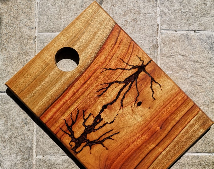 Camphour Laurel board with copper filled fractal wood burning detail