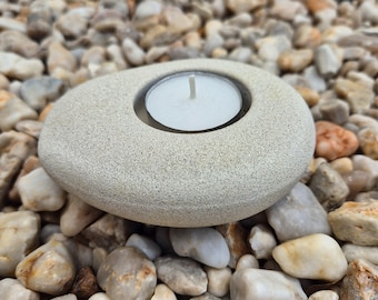 Large cement pebble shaped tealight candle holder