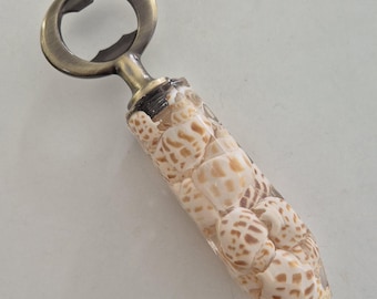 Luxe Bottle opener featuring Australian sea snail shells in resin