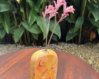 Coral Coast hand sculpted concrete test tube vase in sunset colours