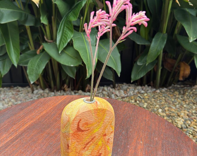 Coral Coast hand sculpted concrete test tube vase in sunset colours