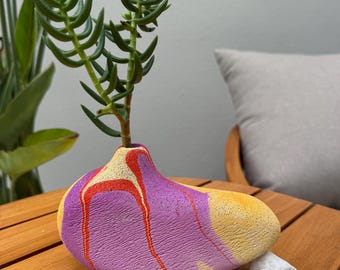 Lava Bird hand sculpted concrete test tube vase