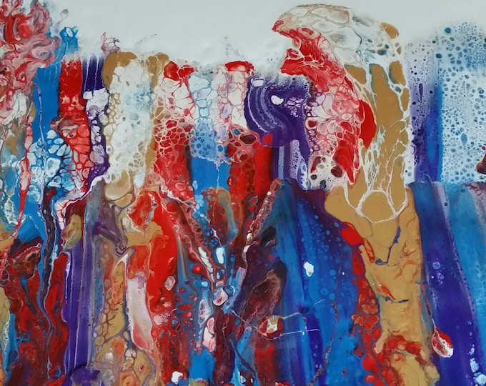 Original fluid painting on canvas - Carnivale, Inspired by Thin Section Mineral Photography