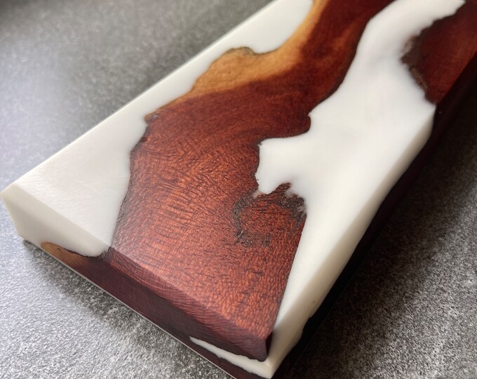 Australian Red Gum and white resin magnetic knife block