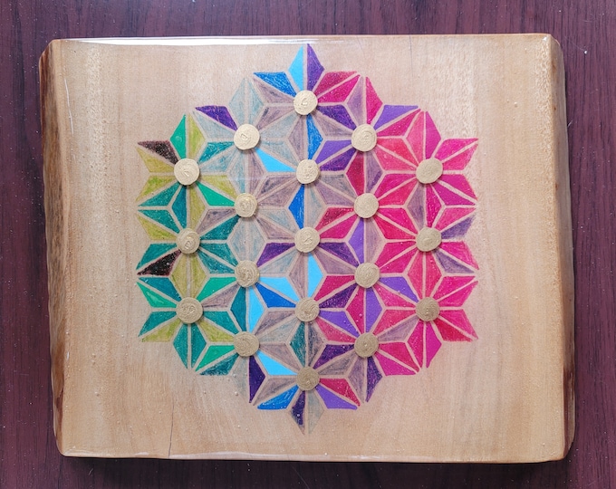 Camphour Laurel board with colourful geometric art