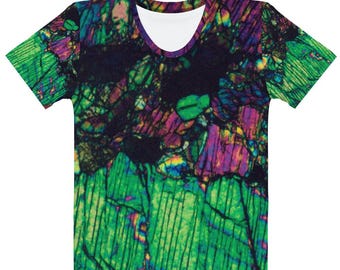 Geological thin section photo of pyroxene on Women's all-over print T-shirt