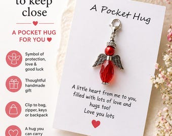Cadeau ange câlin de poche | Je pense à vous | Porte-bonheur porte-bonheur | Cadeau d'encouragement