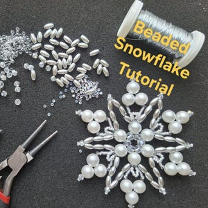 Beaded Star Snowflake Tutorial English, Holiday tree Ornament beading pattern, How to make beaded snowflake, DIY Home crafts, Digital item