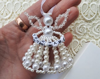 Personalised gifts, Best Godchild Gift, beaded angel with name, ready to gift Baby shower gift, Guardian angel, Baptism favor