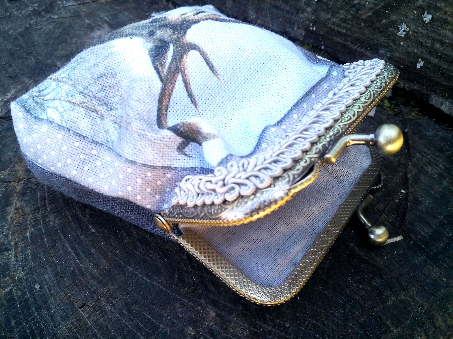 Gift for hunter animal print coin purse deer purse linen Etsy