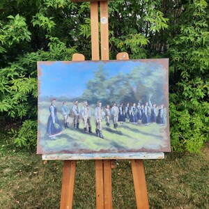 Groupe de danse folklorique lettone, peinture acrylique sur carton, peinture de personnages, cadeau pour letton