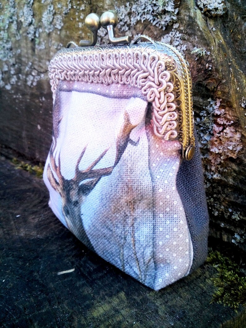 Gift for hunter animal print coin purse deer purse linen Etsy
