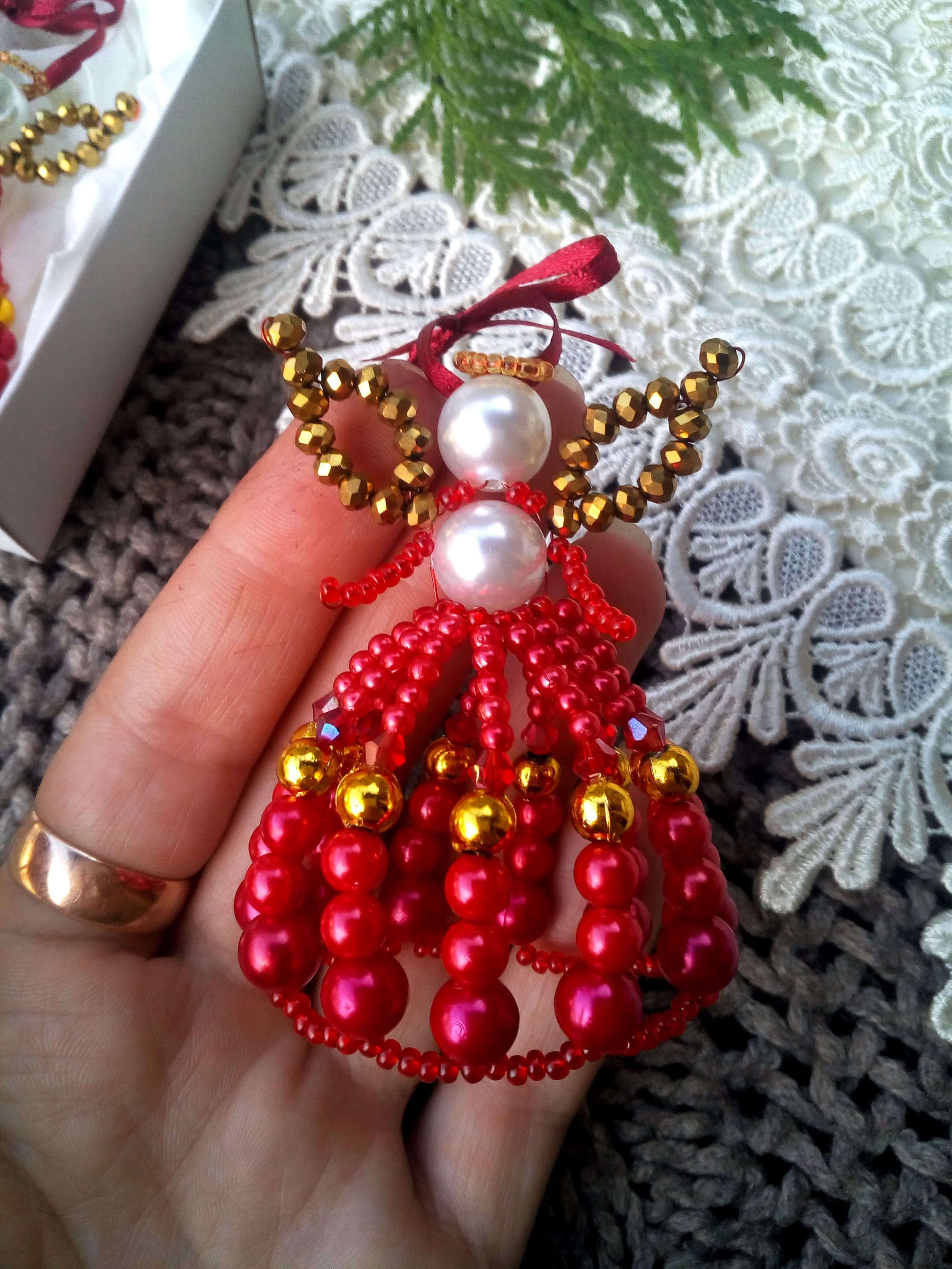 Beaded angel tutorial Standing angel ornament beading | Etsy