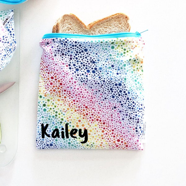 Personalized Reusable Rainbow Food Bags