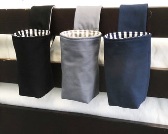 Hanging Room Storage in Black Navy or Grey with Striped Lining
