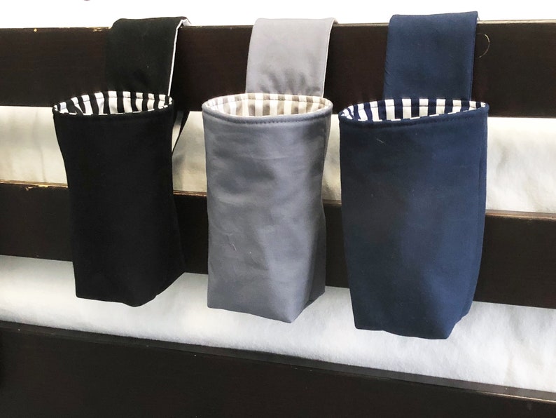 Hanging Room Storage in Black Navy or Grey with Striped Lining image 1