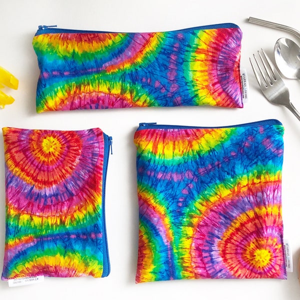 Tie-Dye Waterproof Personalized Bag for Gifts, Snack Bag, Reusable zipper pouch, Sandwich Bag, Reusable Bag, Eco-Friendly Pouch