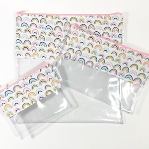 Bolsa de almacenamiento transparente con estampado de arcoíris