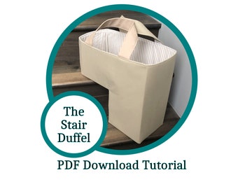 PDF Pattern Tutorial for The Stair Duffel, DIY storage basket, stair basket, staircase bin, deck accessory